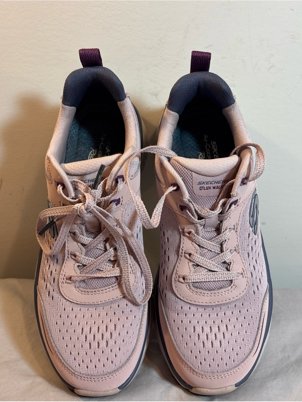 Skechers Women's Light Pink Athletic Walking Sneakers with Purple Accents